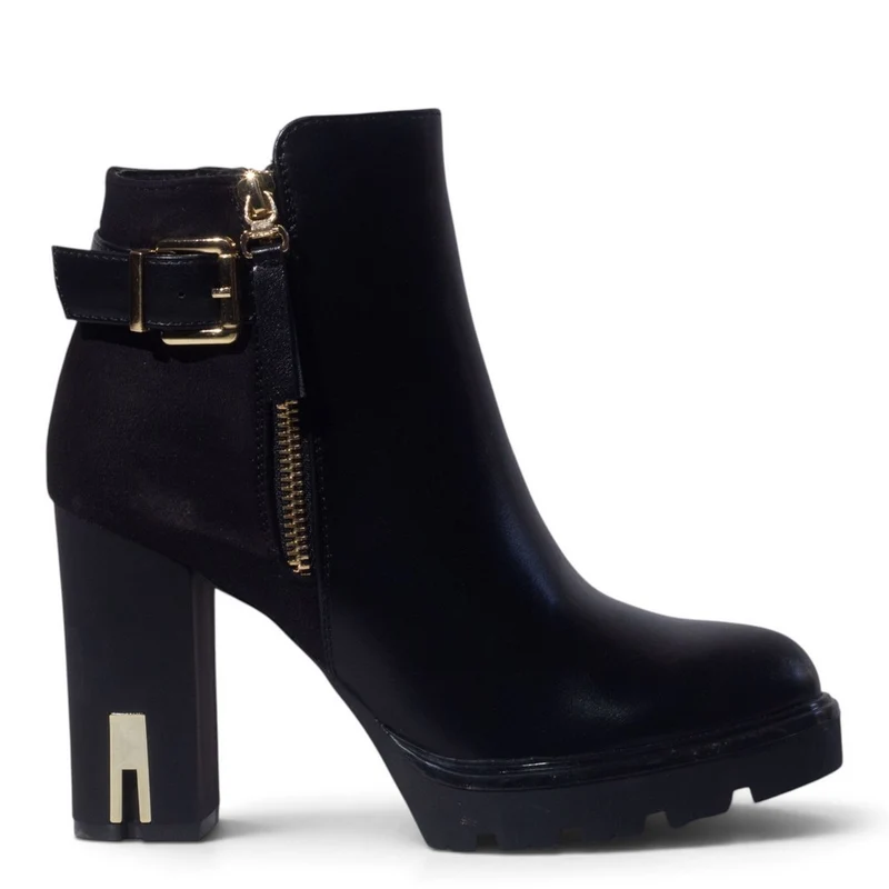 European Union Women Black Leather Half Boot #5454