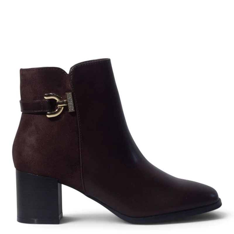 European Union Women Brown Leather Half Boot #5459