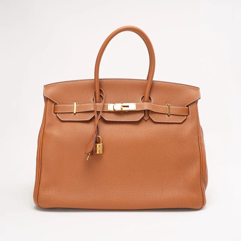 Hermès Birkin 35 Gold und goldfarbene Togo-Ledertasche 2012