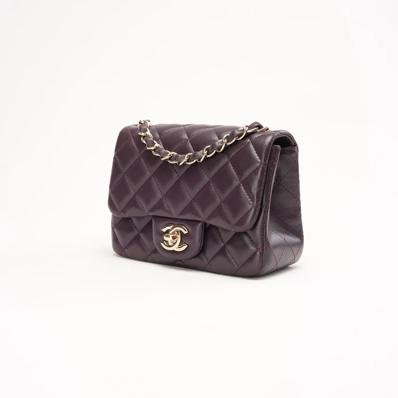 Chanel Mini Square Classic Flap Bag aus Lammleder, burgunderrot, 2017