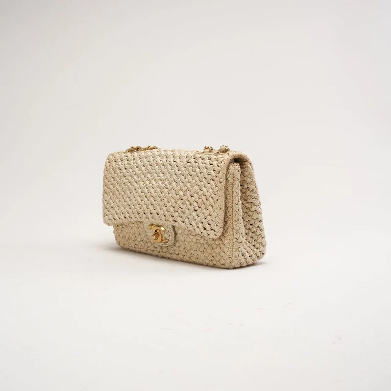 Chanel Raffia Crochet Ancient Greece Medium Flap Beige 2018
