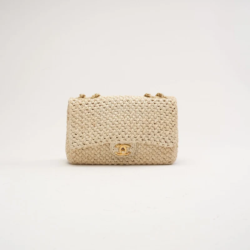 Chanel Raffia Crochet Ancient Greece Medium Flap Beige 2018