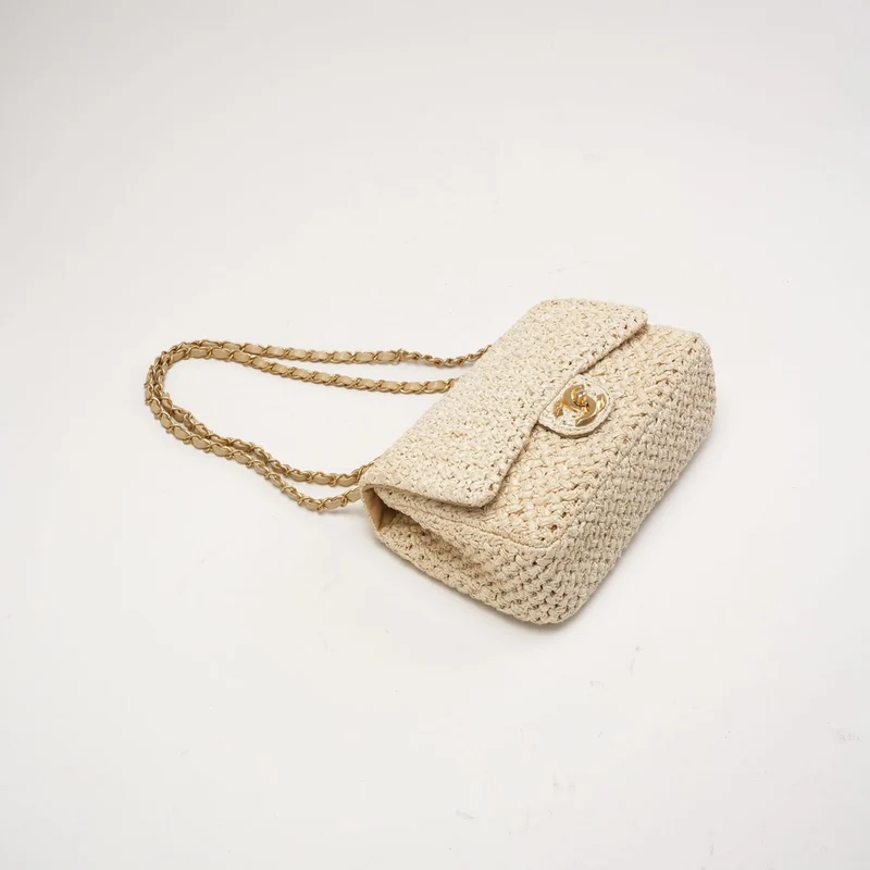 Chanel Raffia Crochet Ancient Greece Medium Flap Beige 2018