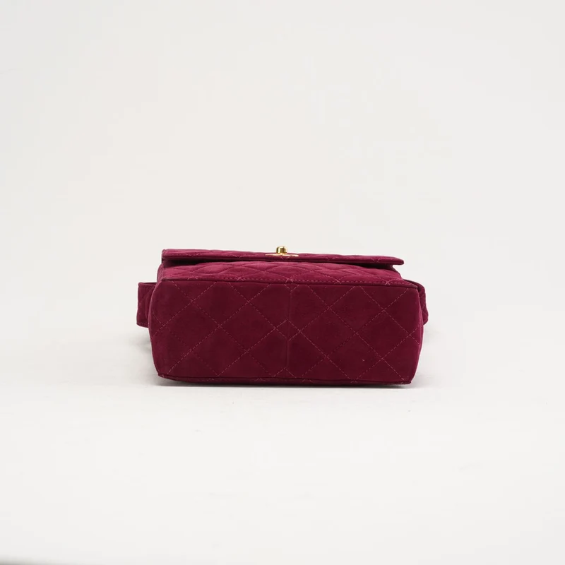 Chanel Vintage Mini Square Flap Bag aus burgunderrotem Samt, 1997