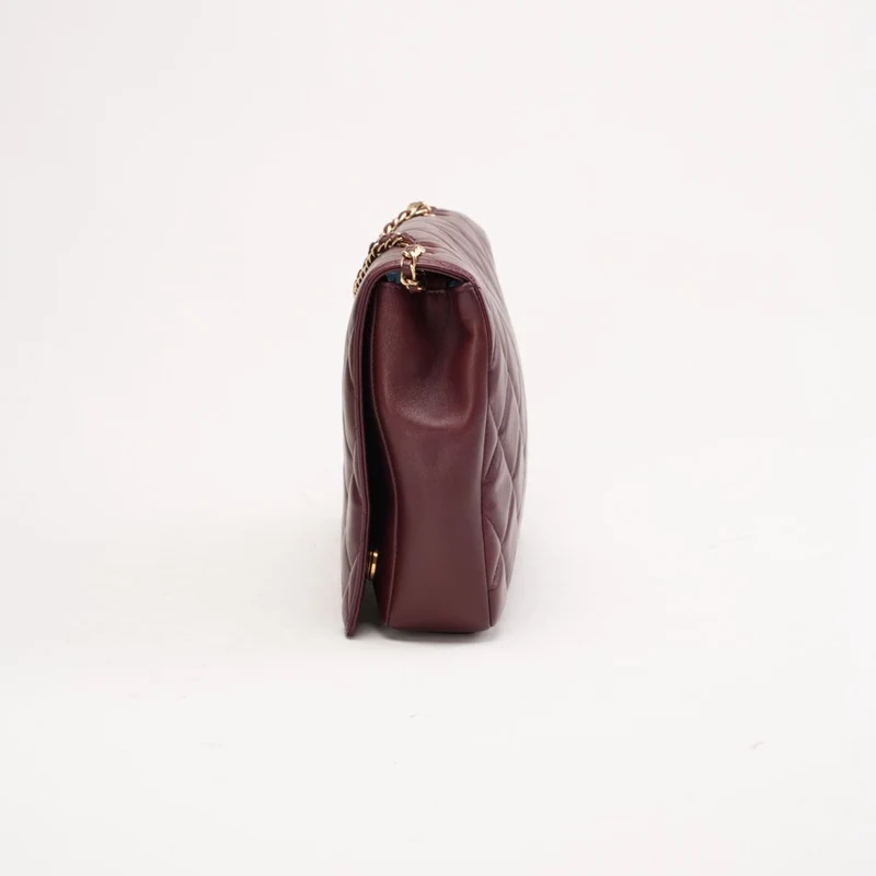 Chanel Große Klassische Klapptasche aus Lammleder, Burgunderrot, 2014