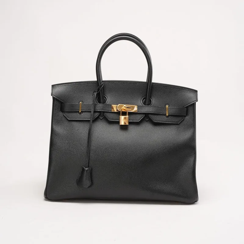 Hermès Birkin 35 Q Square Epsom Leder Schwarz 2013