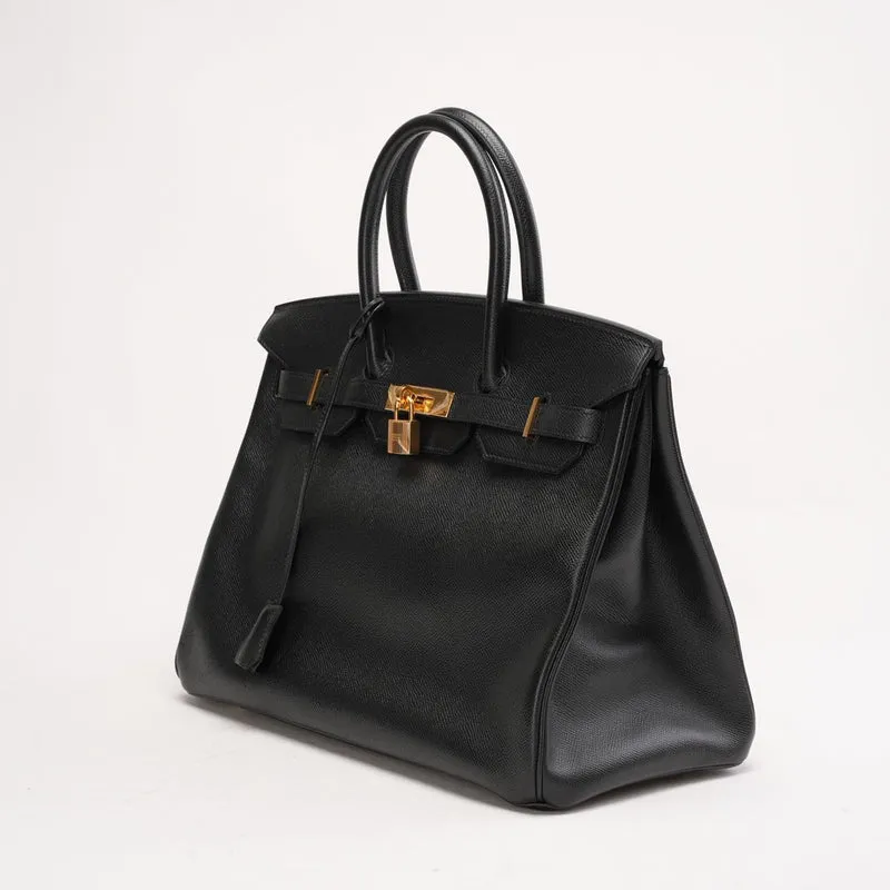 Hermès Birkin 35 Q Square Epsom Leder Schwarz 2013
