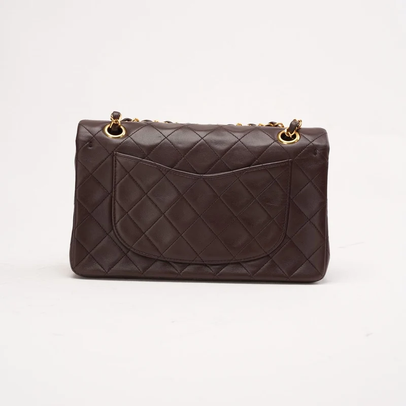 Chanel Vintage Classic Kleine Klappentasche aus Lammleder, dunkelbraun, 1997