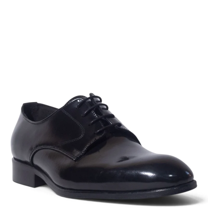 Italian Men Black Vernis Leather Shoes #5279