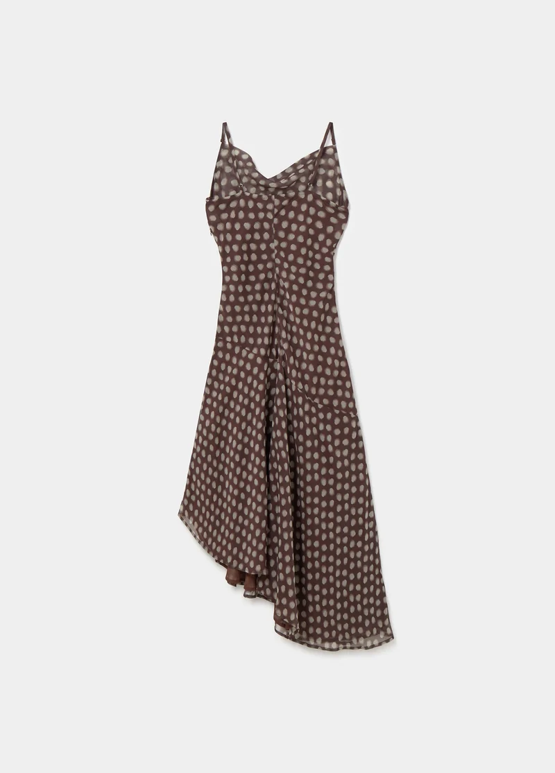 Long spaghetti-strap dress with a polka-dot print