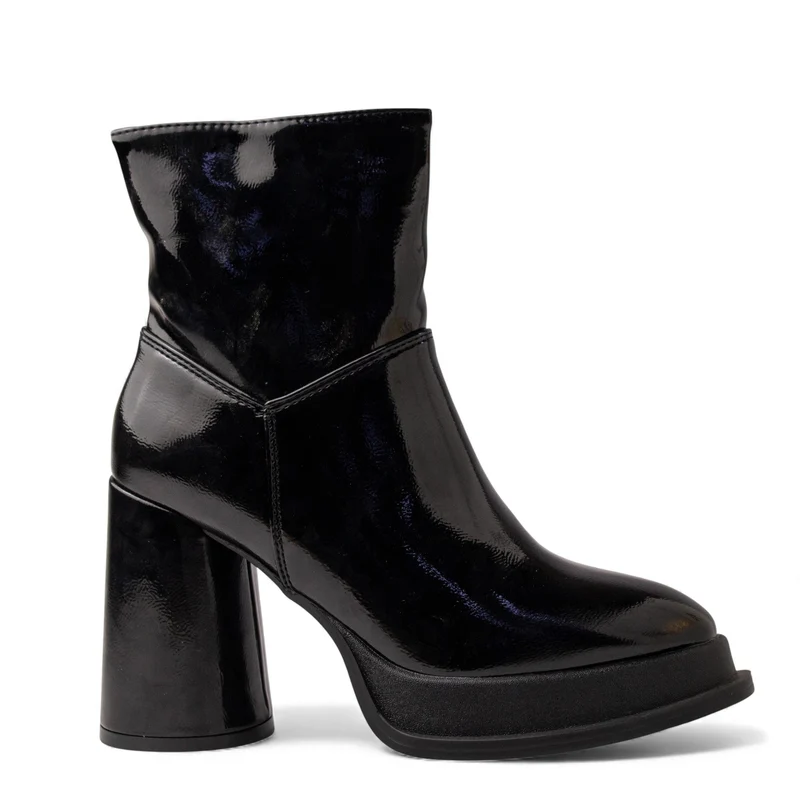 Europeon Union Women Black VernisLeather Half Boot #4648