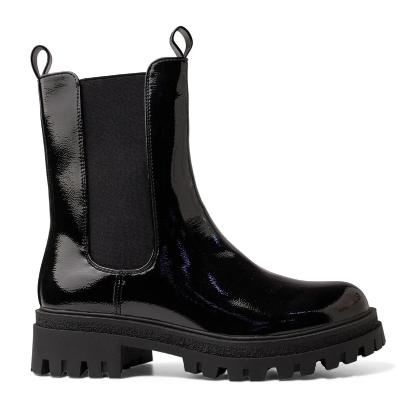 Europeon Union Women Black VernisLeather Half Boot #4659