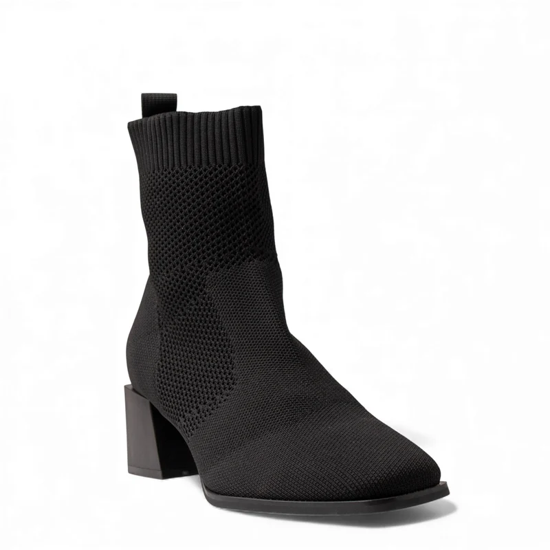 Europeon Union Women Black Cloth Half Boot #4666