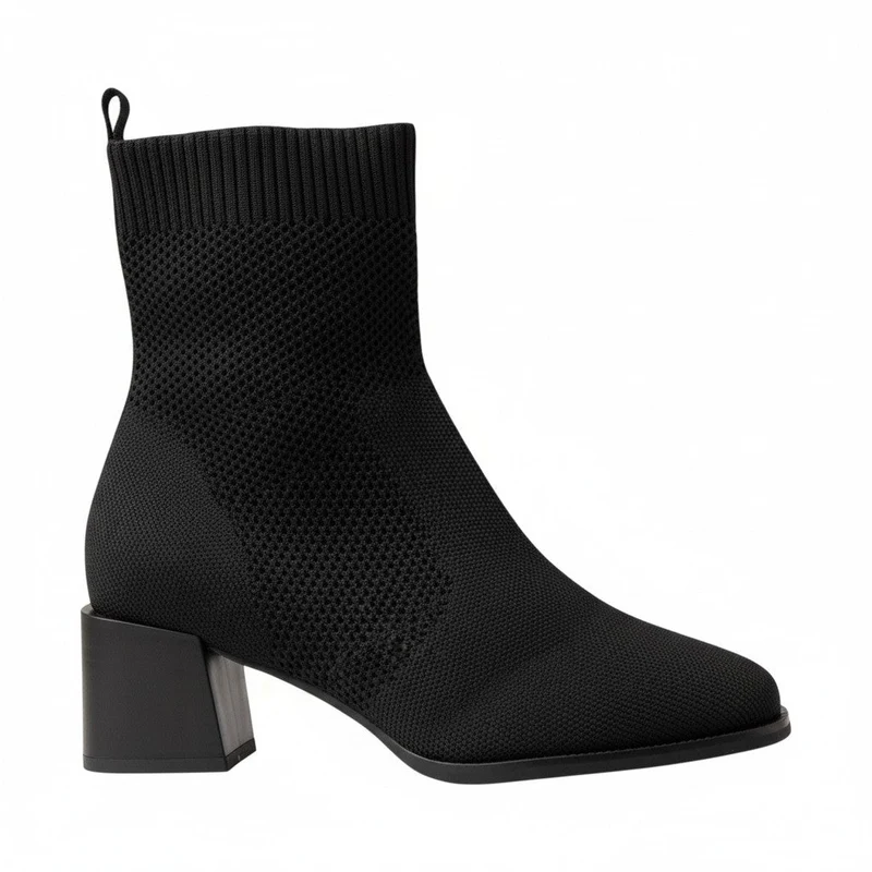 Europeon Union Women Black Cloth Half Boot #4666