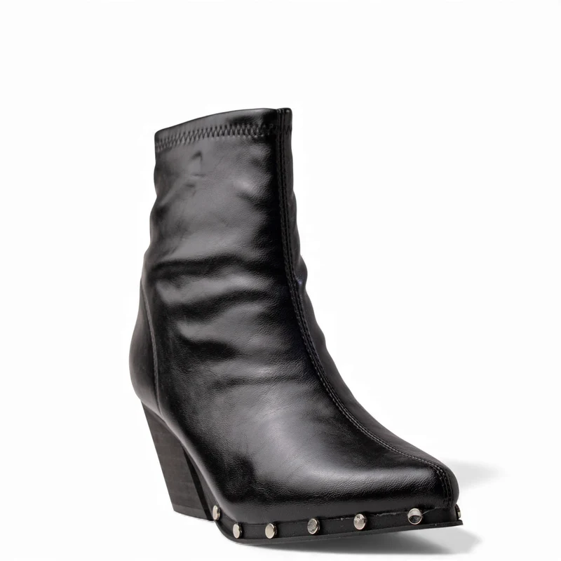 Europeon Union Women Black Leather Half Boot #4561