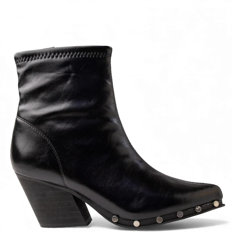 Europeon Union Women Black Leather Half Boot #4561