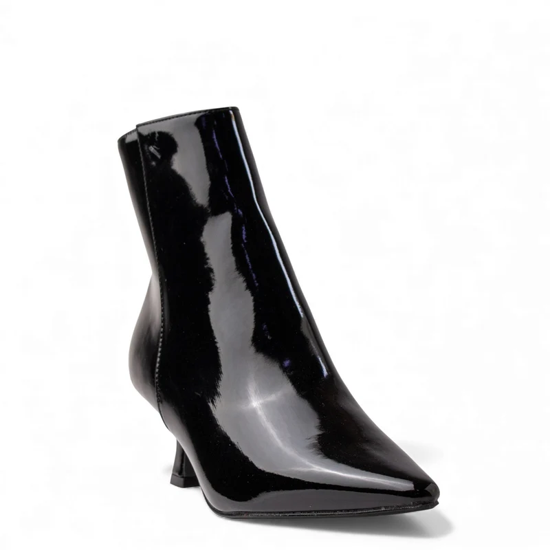 Europeon Union Women Black VernisLeather Half Boot #4564