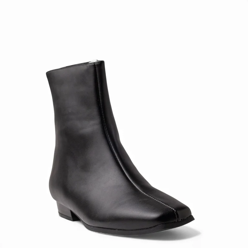 Europeon Union Women Black Leather Half Boot #4566