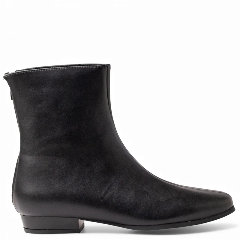 Europeon Union Women Black Leather Half Boot #4566