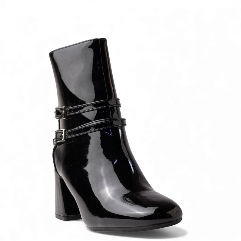 Europeon Union Women Black VernisLeather Half Boot #4568