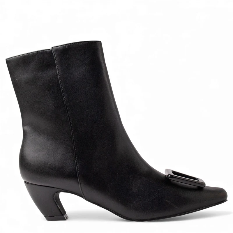 Europeon Union Women Black Leather Half Boot #4569