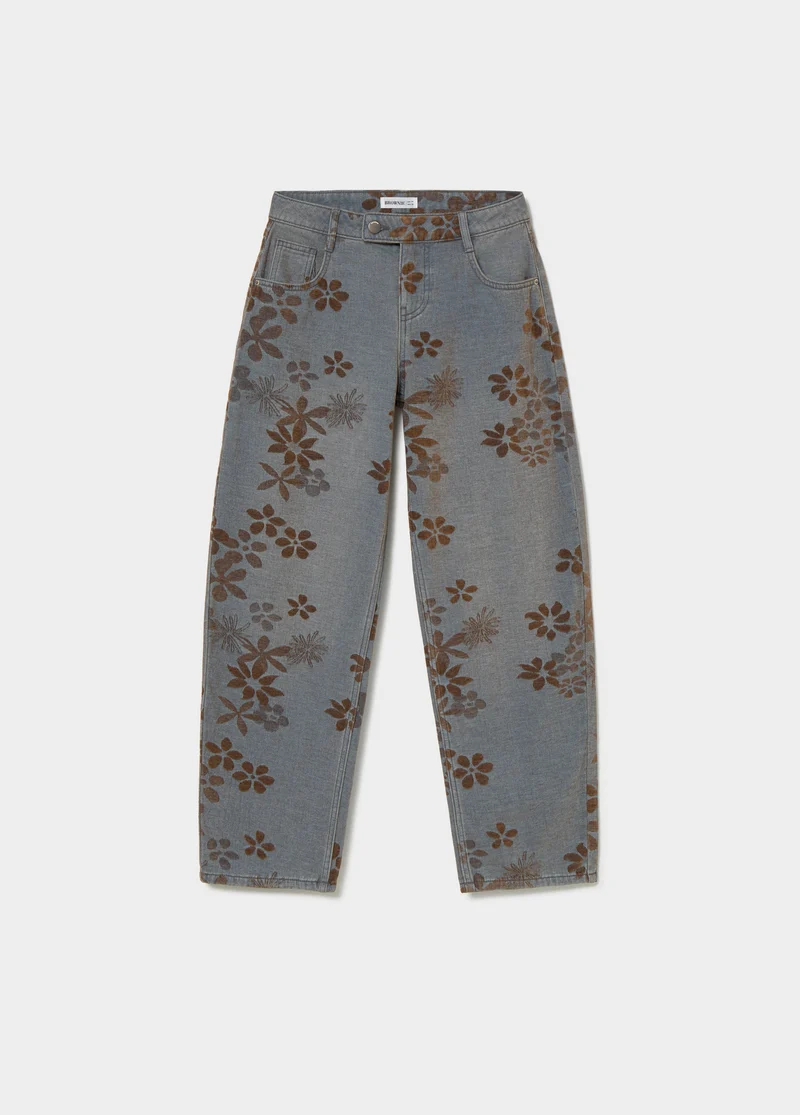 Floral jacquard jeans