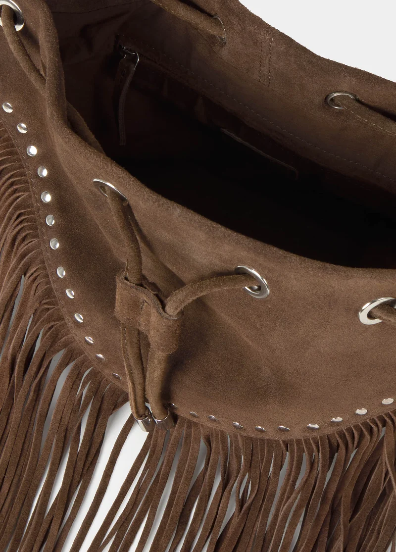 Fringed bucket bag