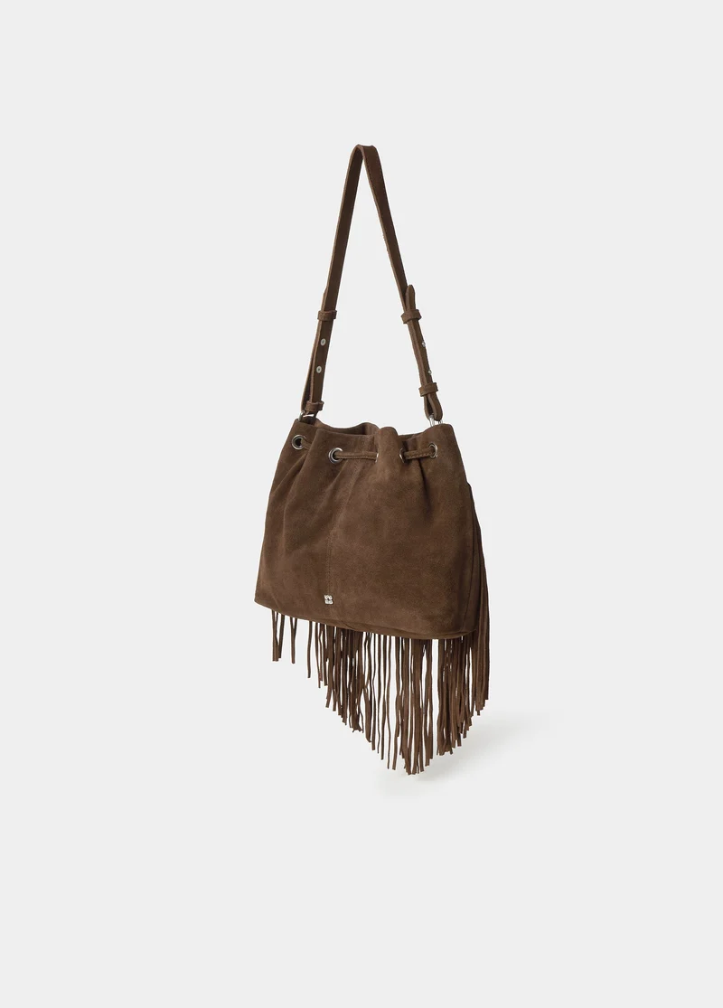 Fringed bucket bag