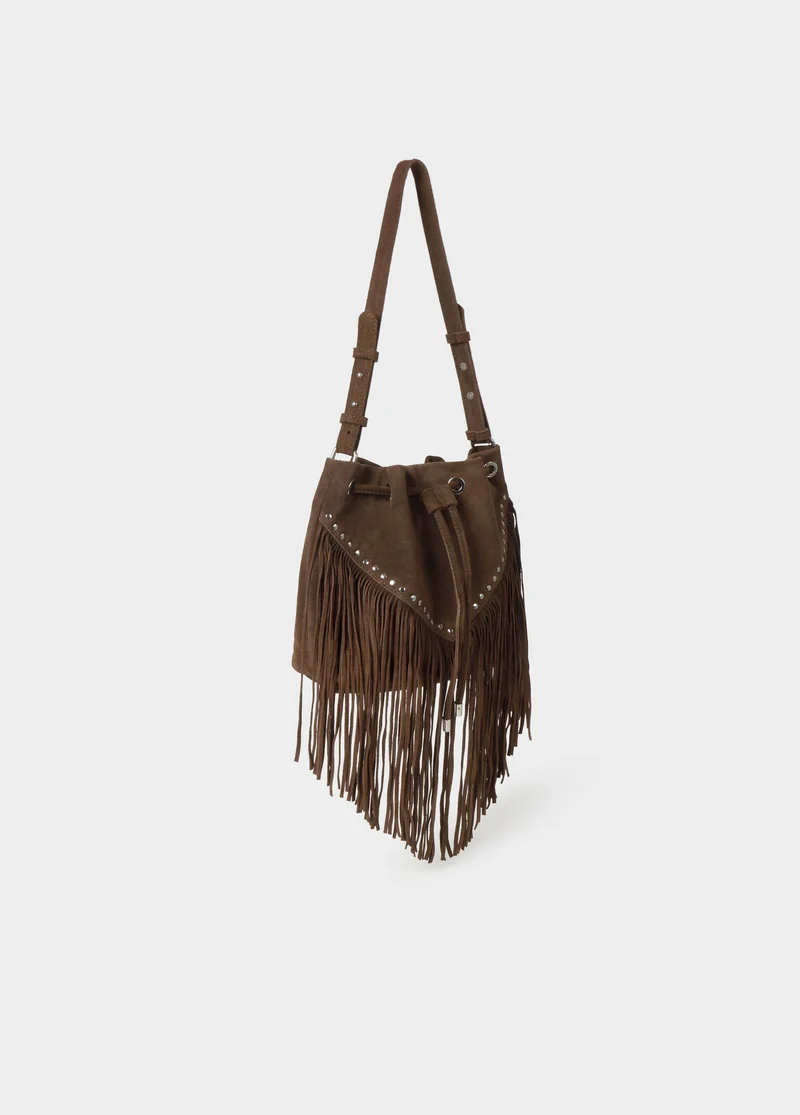 Fringed bucket bag