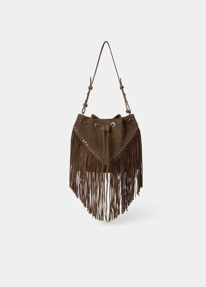 Fringed bucket bag