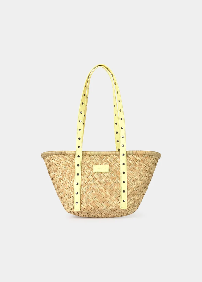 Strap tote bag with studs