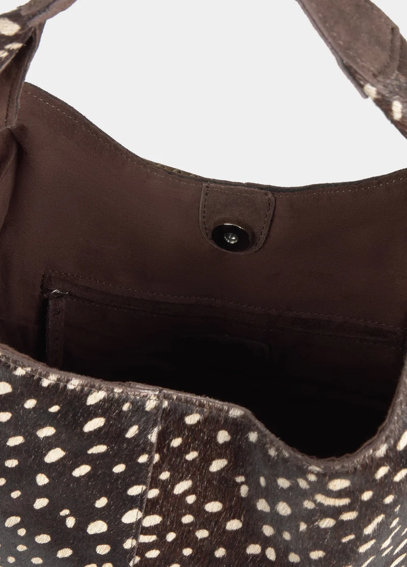 Animal print leather shoulder bag