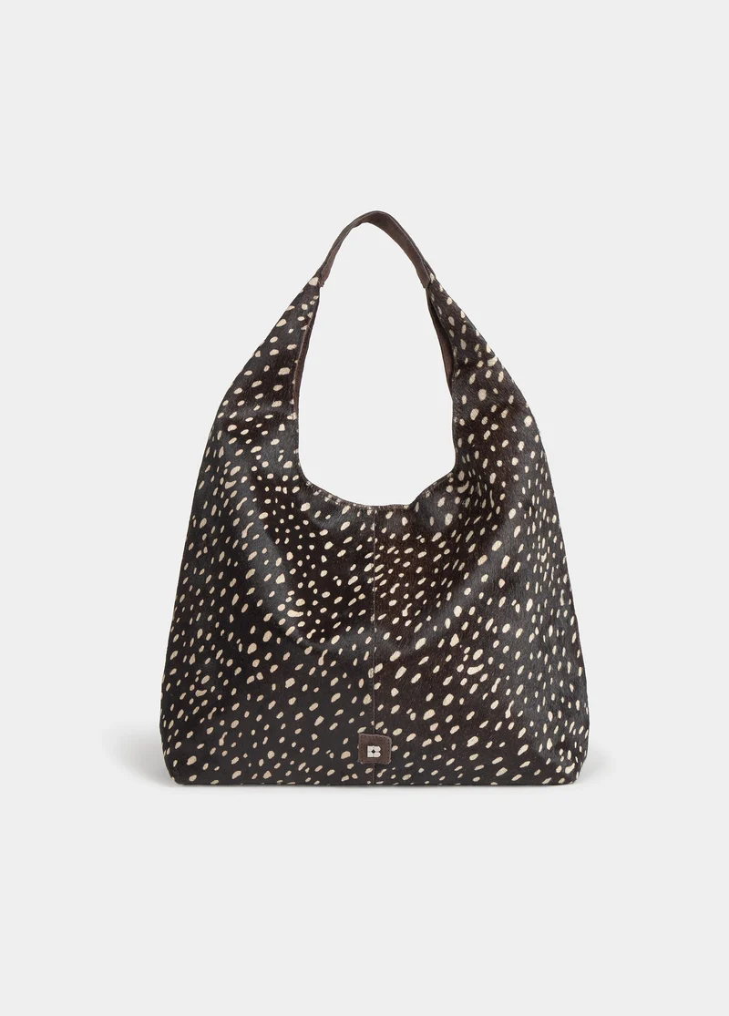 Animal print leather shoulder bag