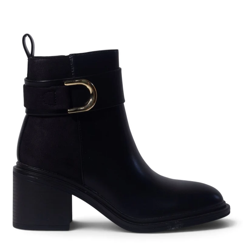 European Union Women Black Leather Half Boot #5463