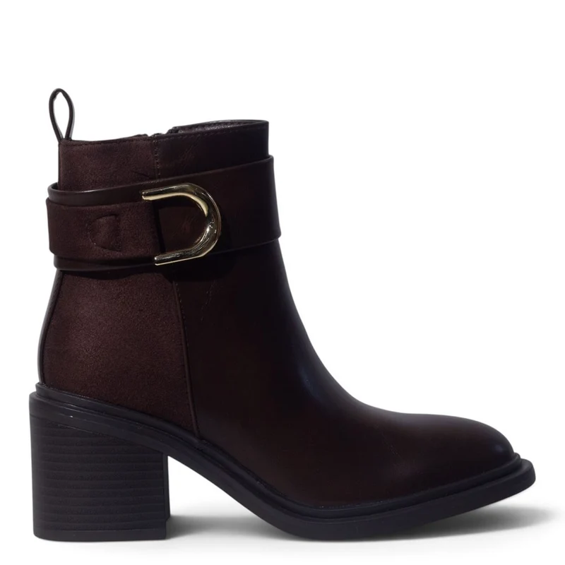 European Union Women Brown Leather Half Boot #5465