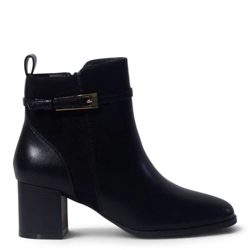 European Union Women Black Leather Half Boot #5492