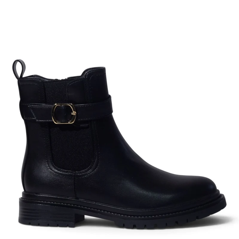 European Union Women Black Leather Half Boot #5496
