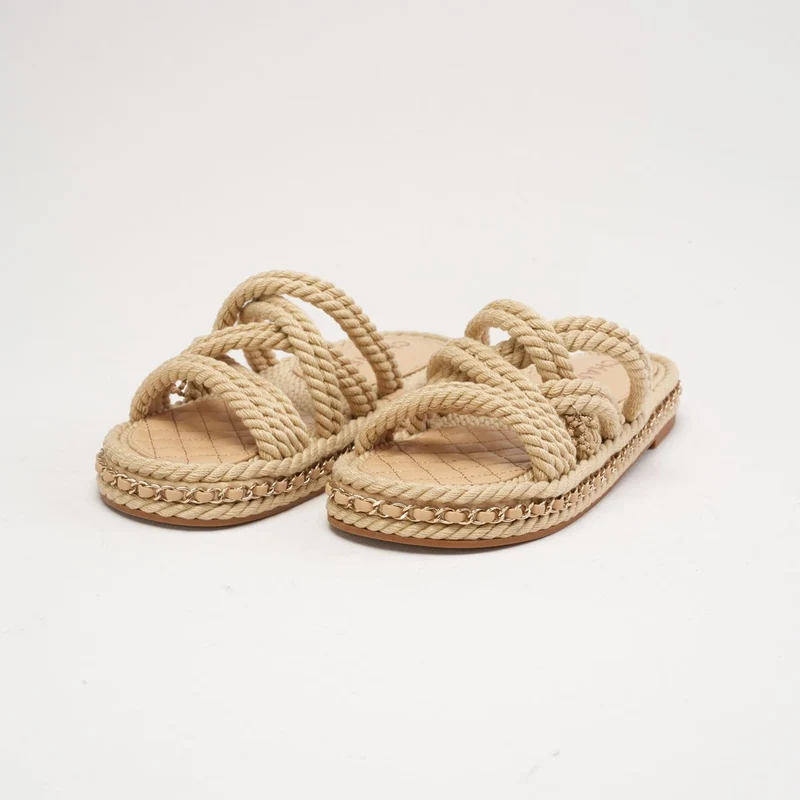 Chanel Coco Mark Mulas Beige Dad Sandalen Größe 38