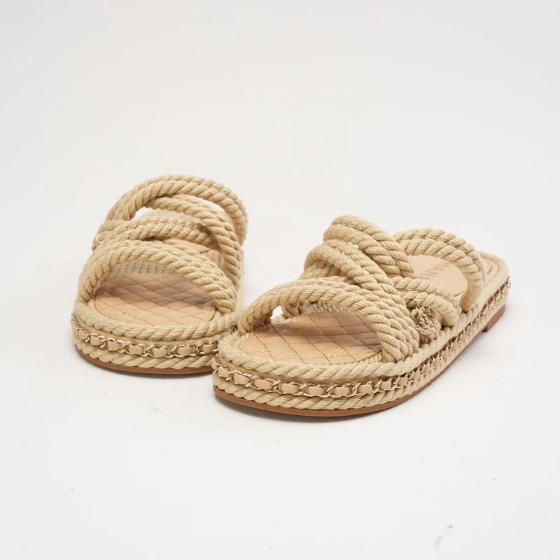 Chanel Coco Mark Mulas Beige Dad Sandalen Größe 38