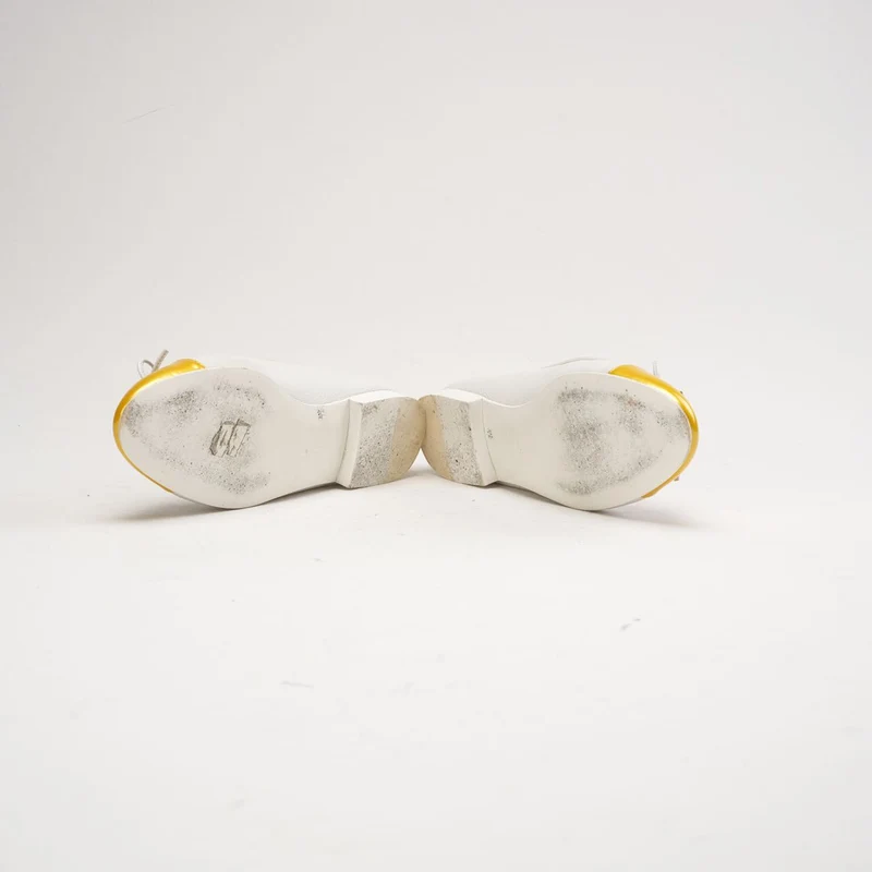 Chanel Ballerinas aus Leder, weiß/gelb, CC-Logo, Größe 39