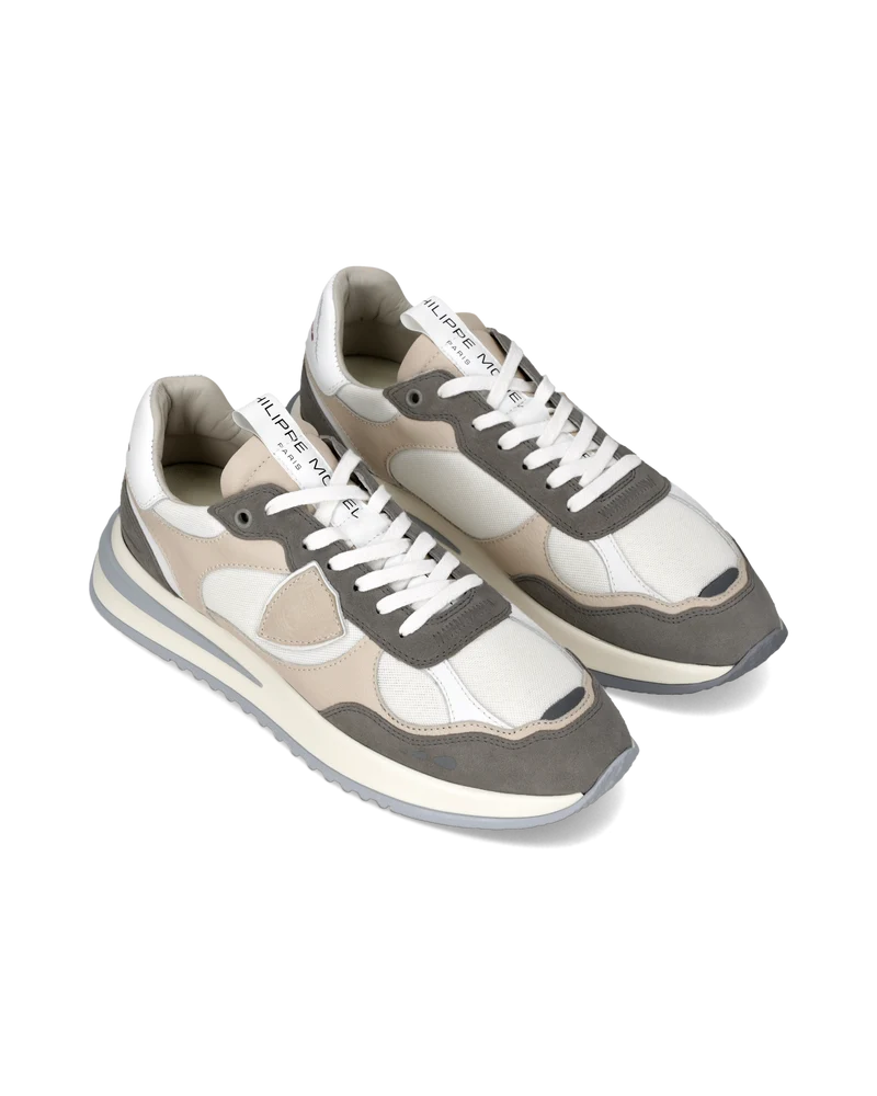 Sneakers Olympique Men, White Anthracite Beige