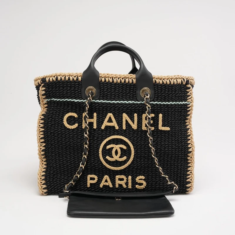 Chanel Schwarzes Baumwoll-Häkelkleid, Größe S, Deauville 2024