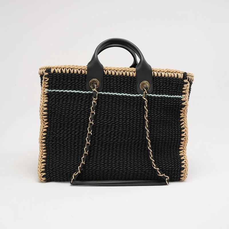 Chanel Schwarzes Baumwoll-Häkelkleid, Größe S, Deauville 2024