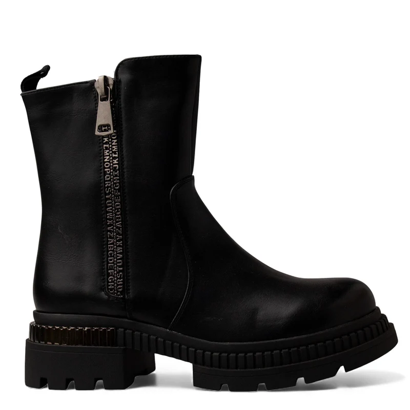 Europeon Union Women Black Leather Half Boot #4725