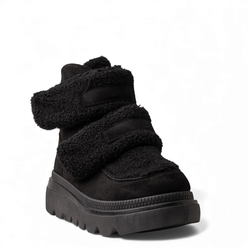 Europeon Union Women Black Fur Half Boot #4740