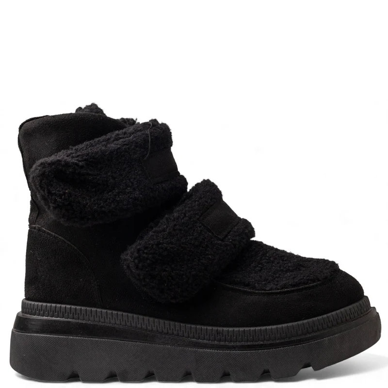 Europeon Union Women Black Fur Half Boot #4740