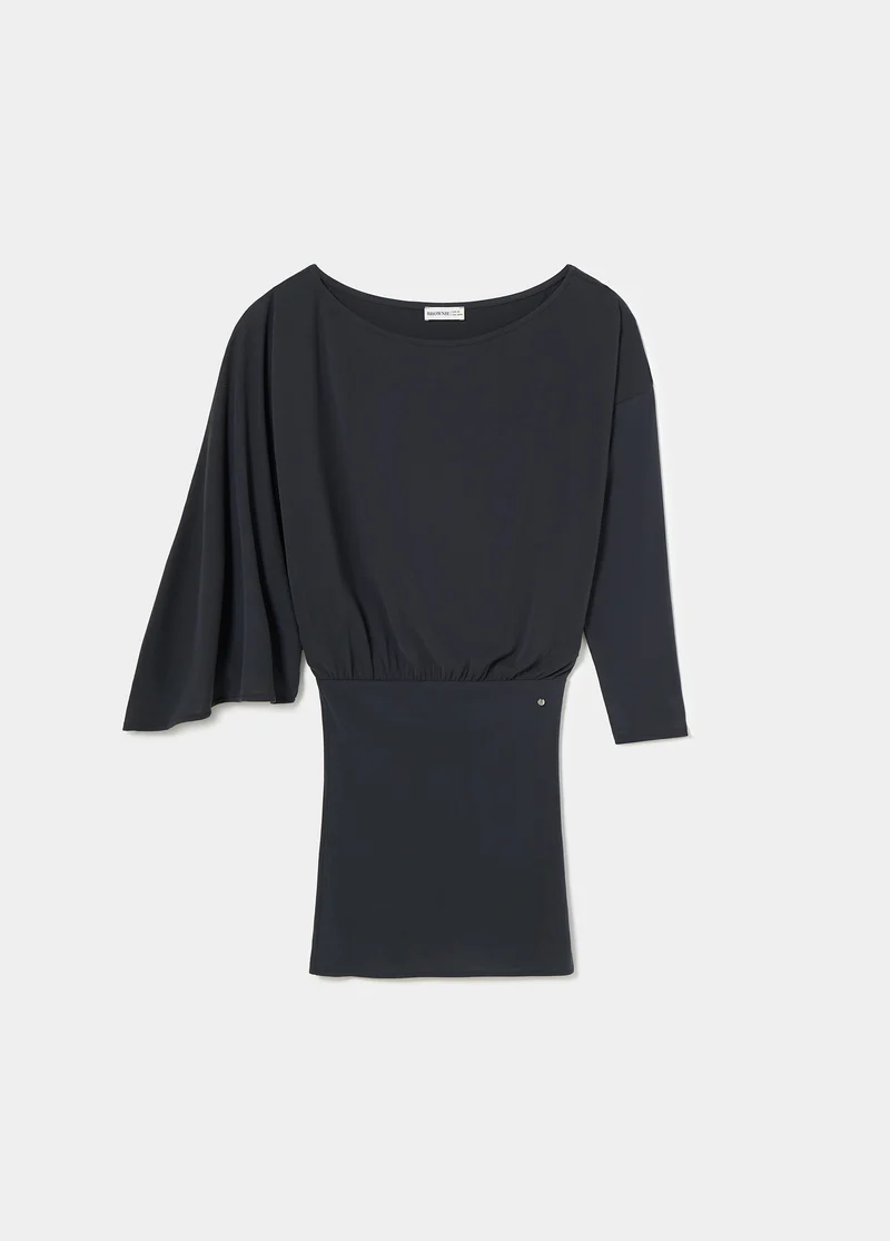 Cupro cape-sleeve dress