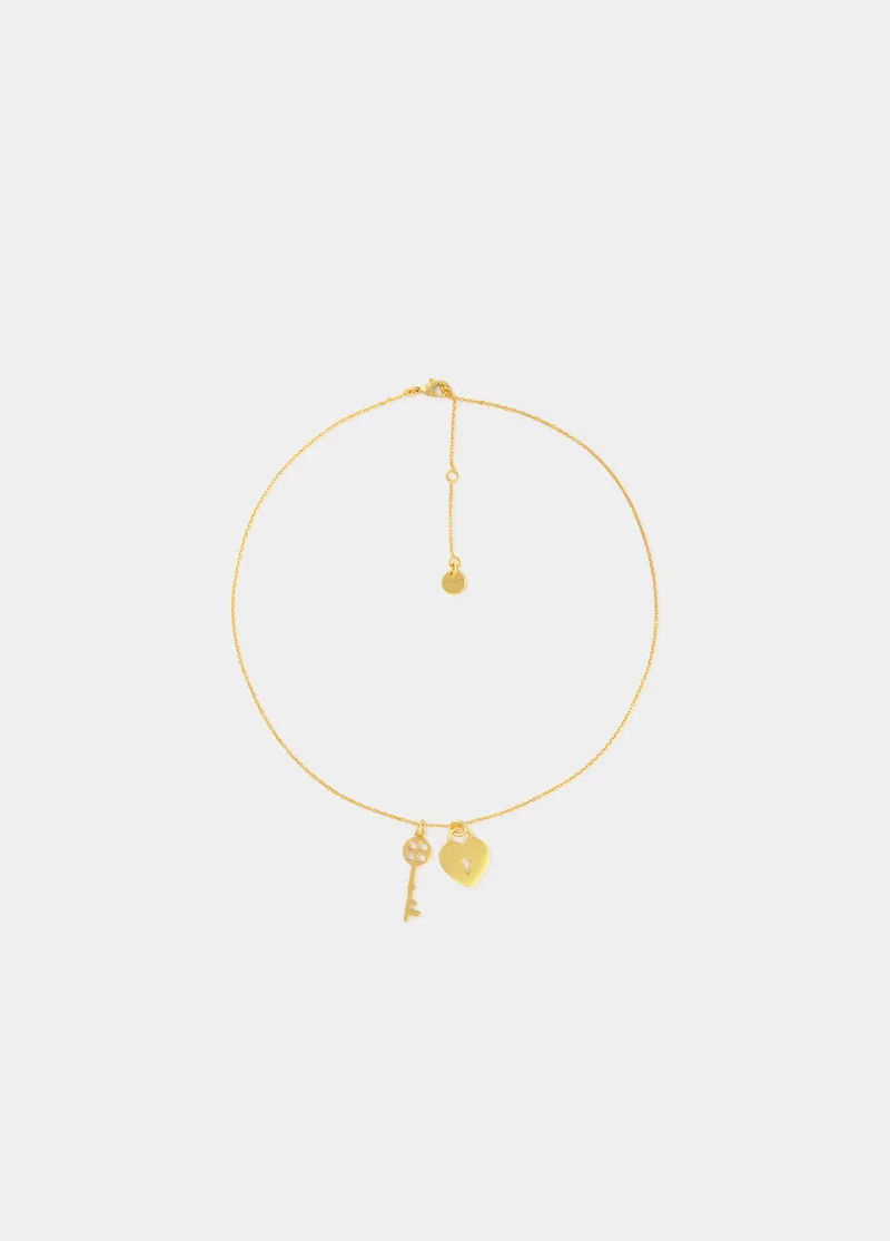 Key and heart necklace