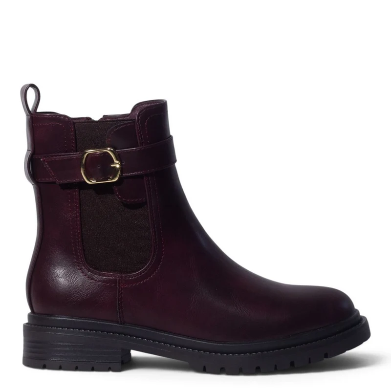 European Union Women Maroon Leather Half Boot #5497