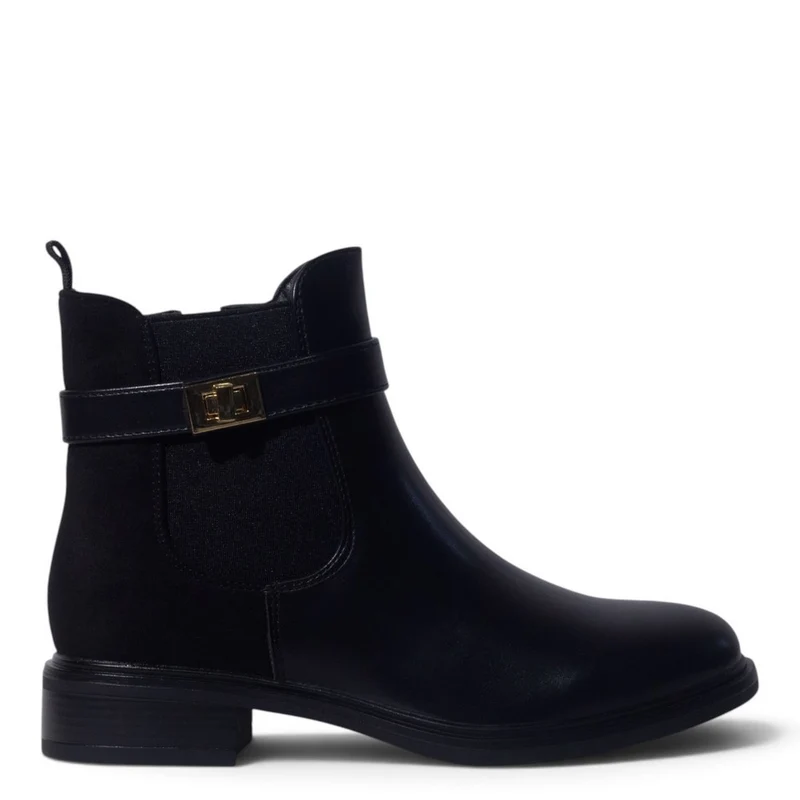 European Union Women Black Leather Half Boot #5498